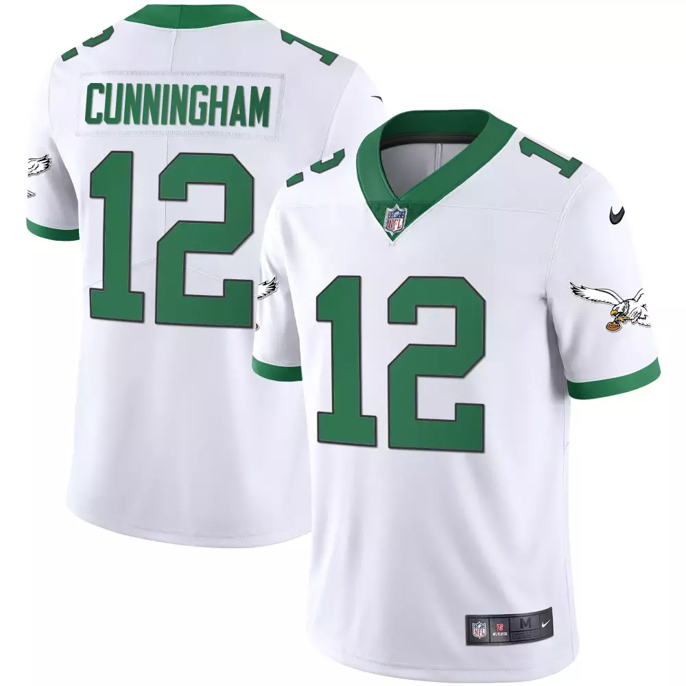 Randall Cunningham 12 Eagles Jersey White Men Green All Stitched