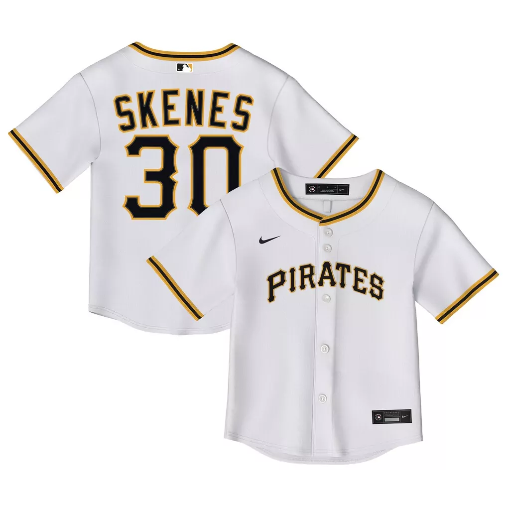 Paul Skenes 30 Pirates Jersey White Men Black Gold Home Replica