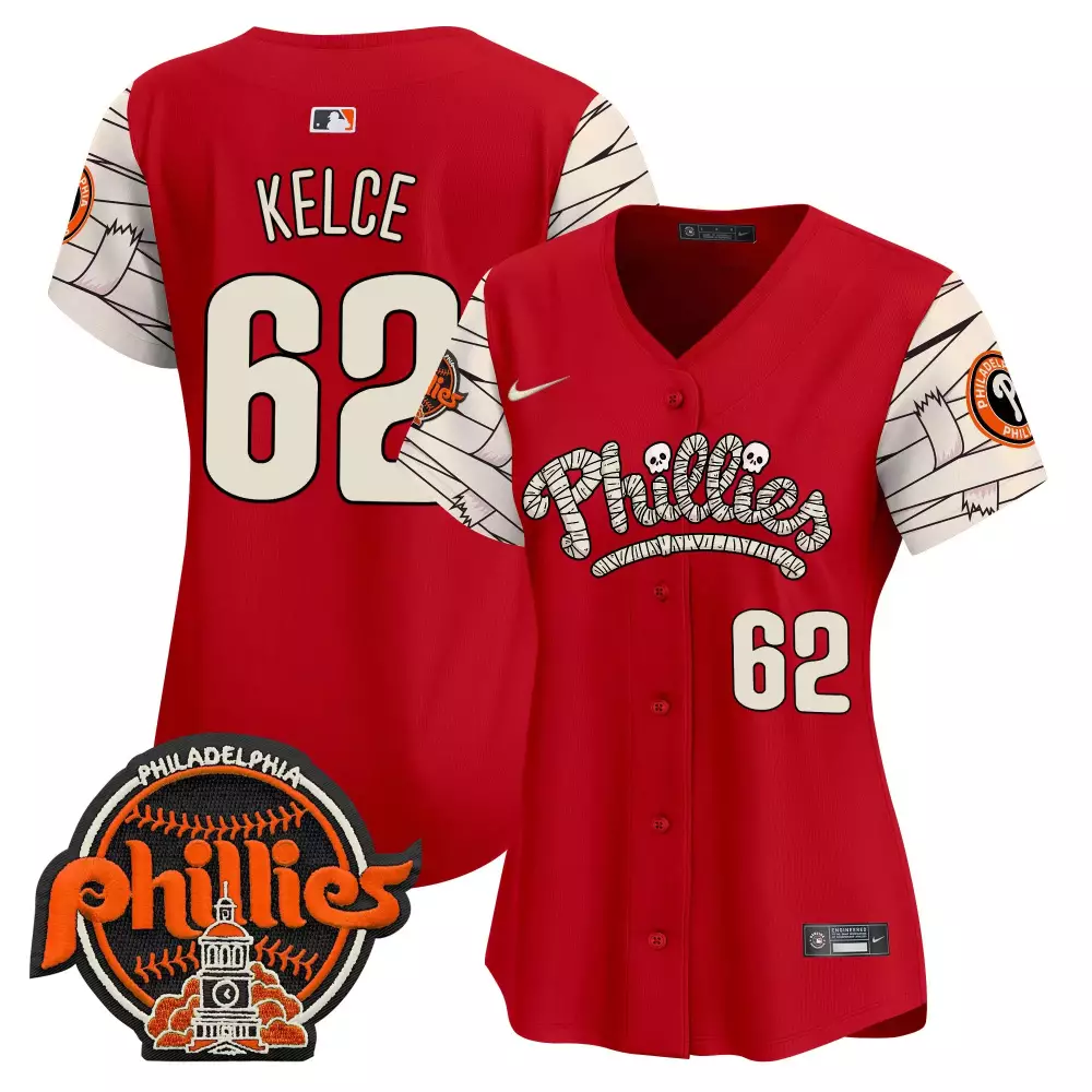 Jason Kelce 62 Jersey Red Halloween Philadelphia Phillies Circular Men Alternate