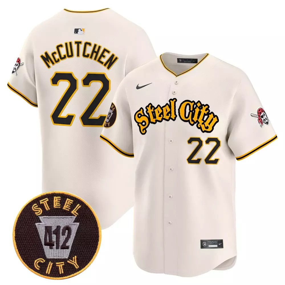 Andrew Mccutchen 22 Jersey Cream Pittsburgh Pirates Steel City 412 Men Black Yellow