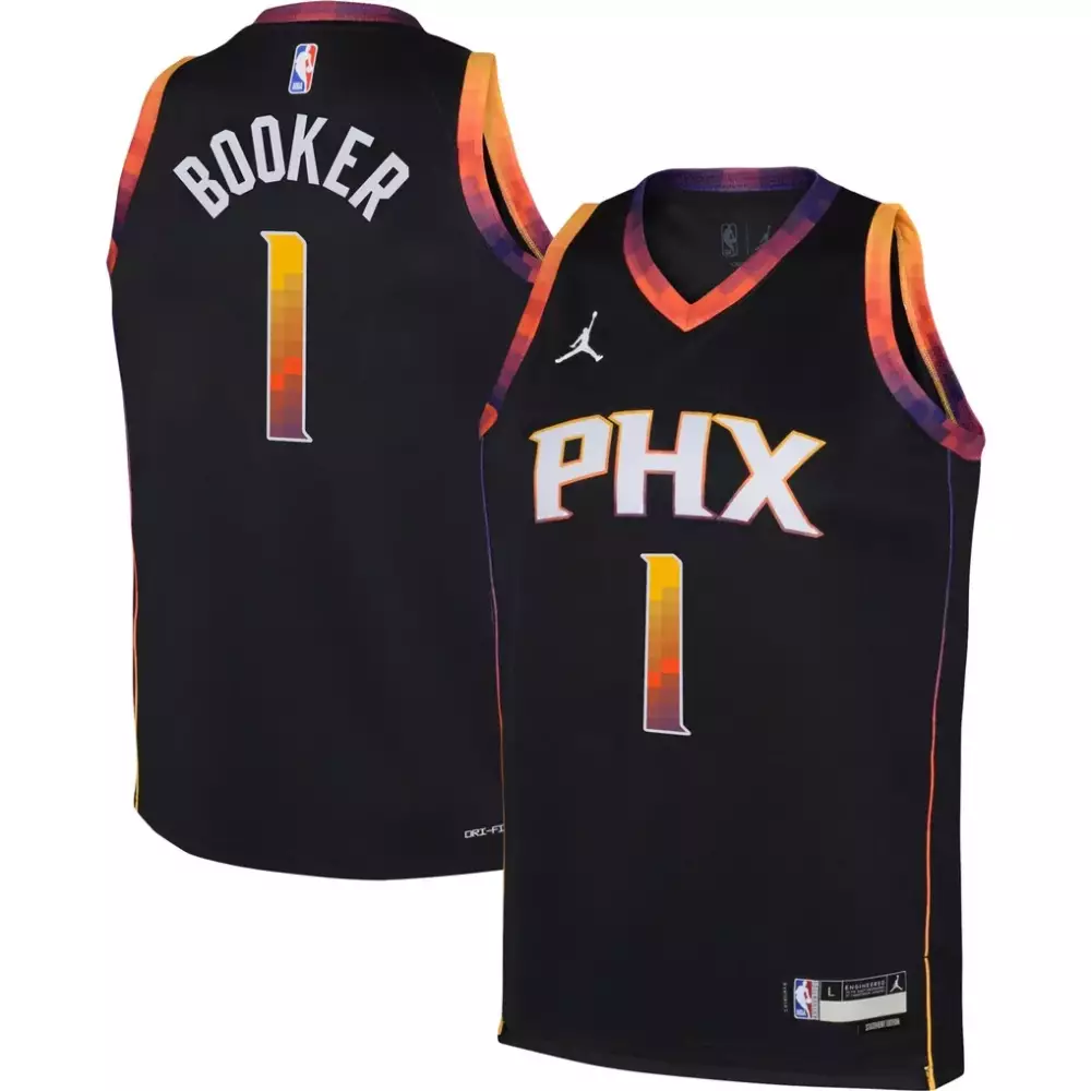 Devin Booker 1 Phoenix Suns Jersey Black Men Gradient Alternate Custom Design Purple