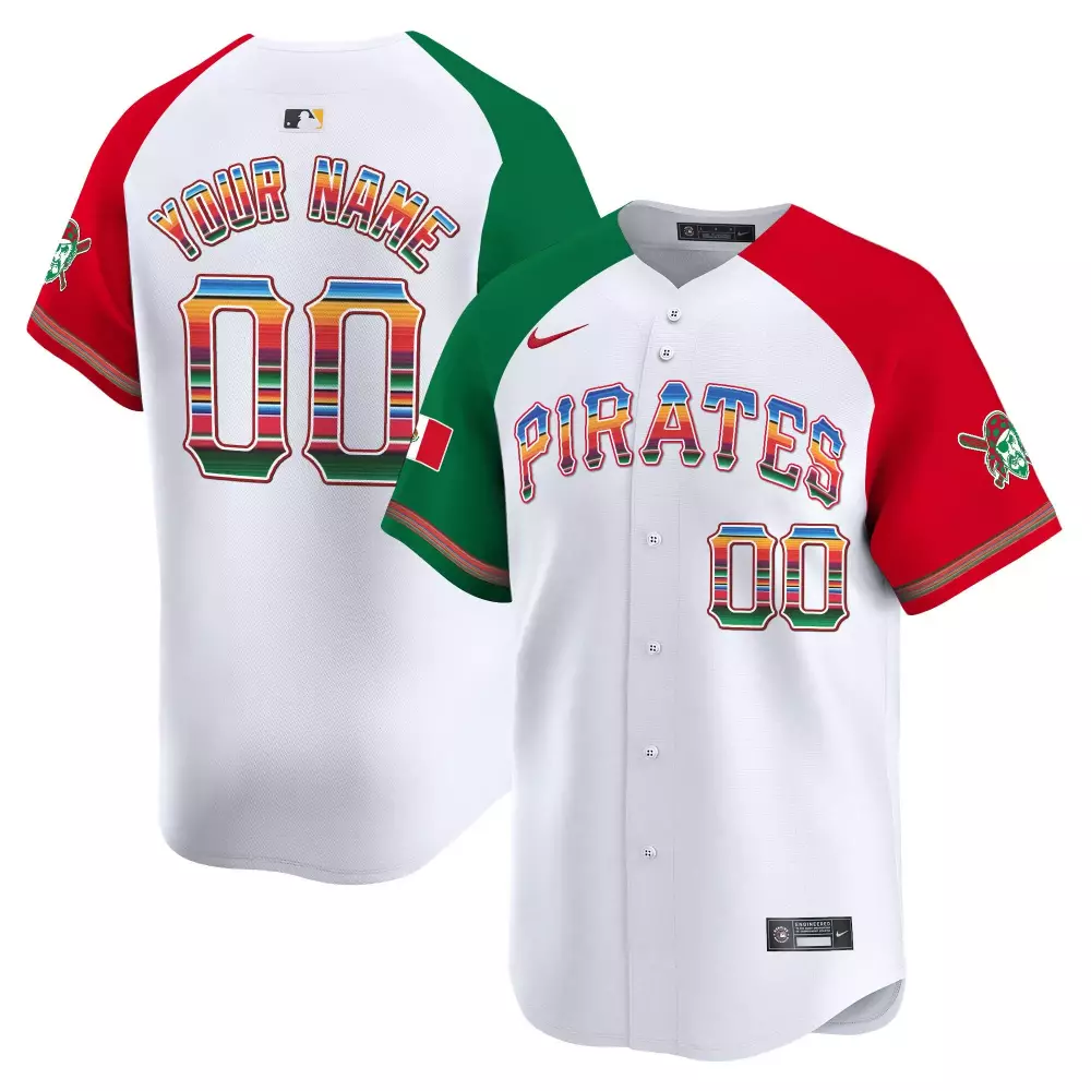 Custom Pirates Jersey White Split Design Red Green Alternate Vapor Premier Limited