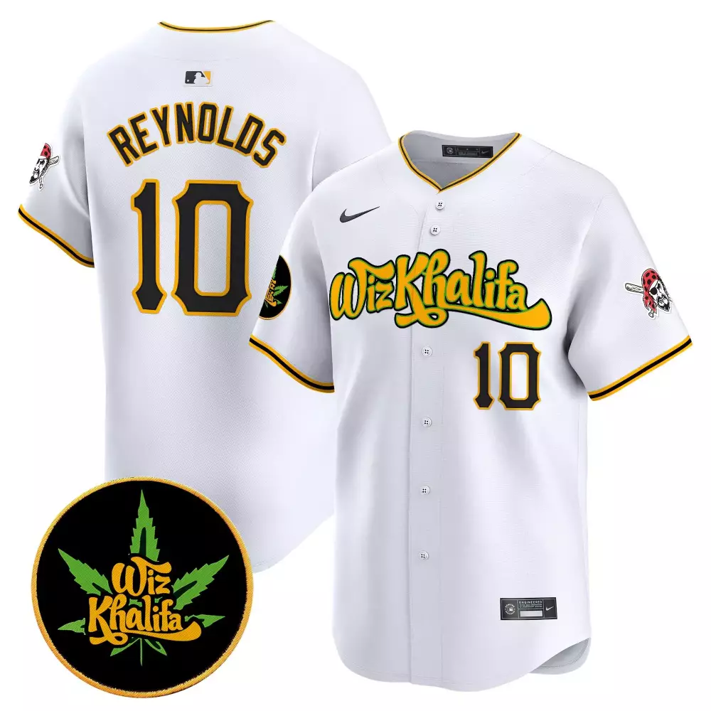 Bryan Reynolds 10 Jersey White Wiz Khalifa Collaboration Pittsburgh Pirates Pirate Skull