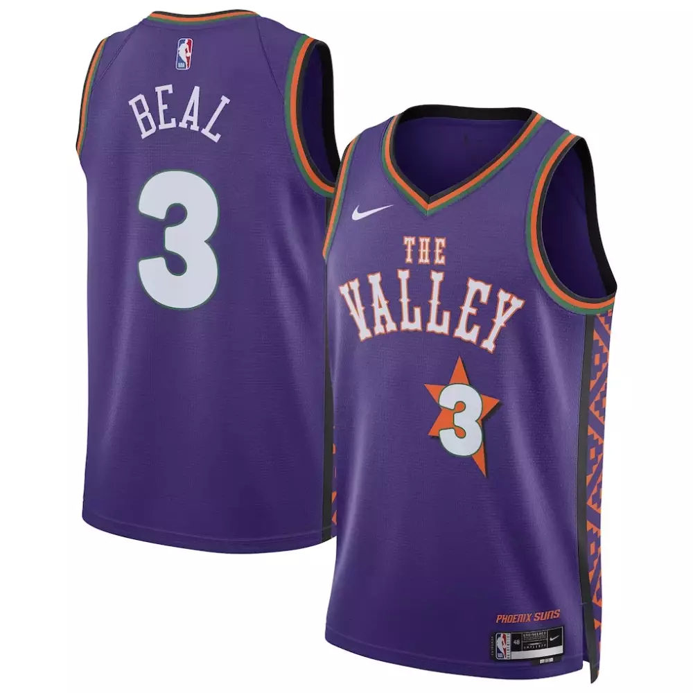 Bradley Beal 3 Phoenix Suns Jersey Purple Men Alternate Custom Design Orange Green