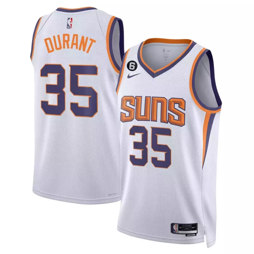 Kevin Durant 35 Suns Jersey White Men Purple Orange All Stitched Vapor