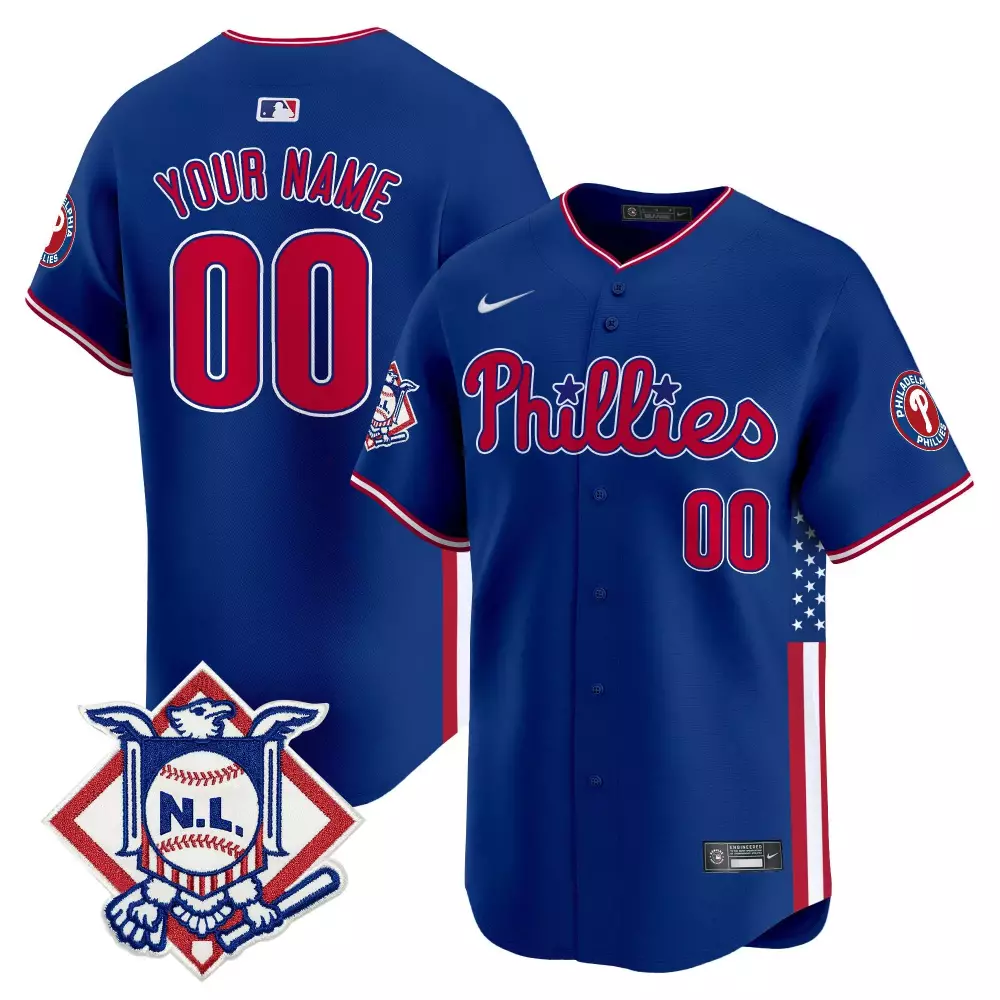 Custom Phillies Jersey Blue Nl Split Design Red White Vapor Premier Limited v4 All