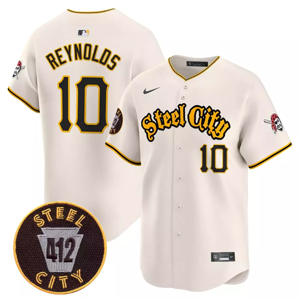 Bryan Reynolds 10 Steel City Jersey Cream 412 Men Yellow Black Vapor Premier Limited