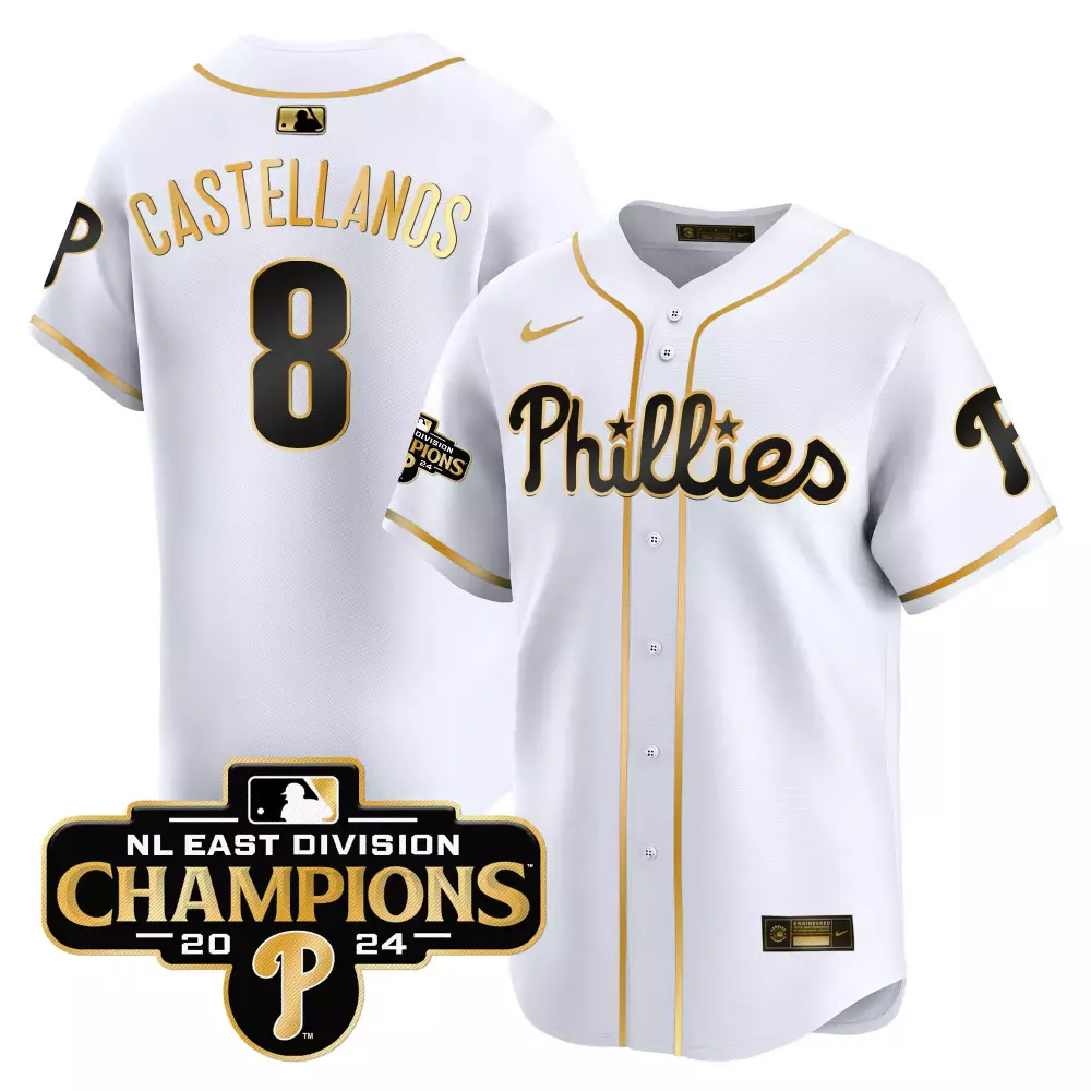 Nick Castellanos 8 Phillies Jersey White Nl East Division Champions 2024 Men Gold