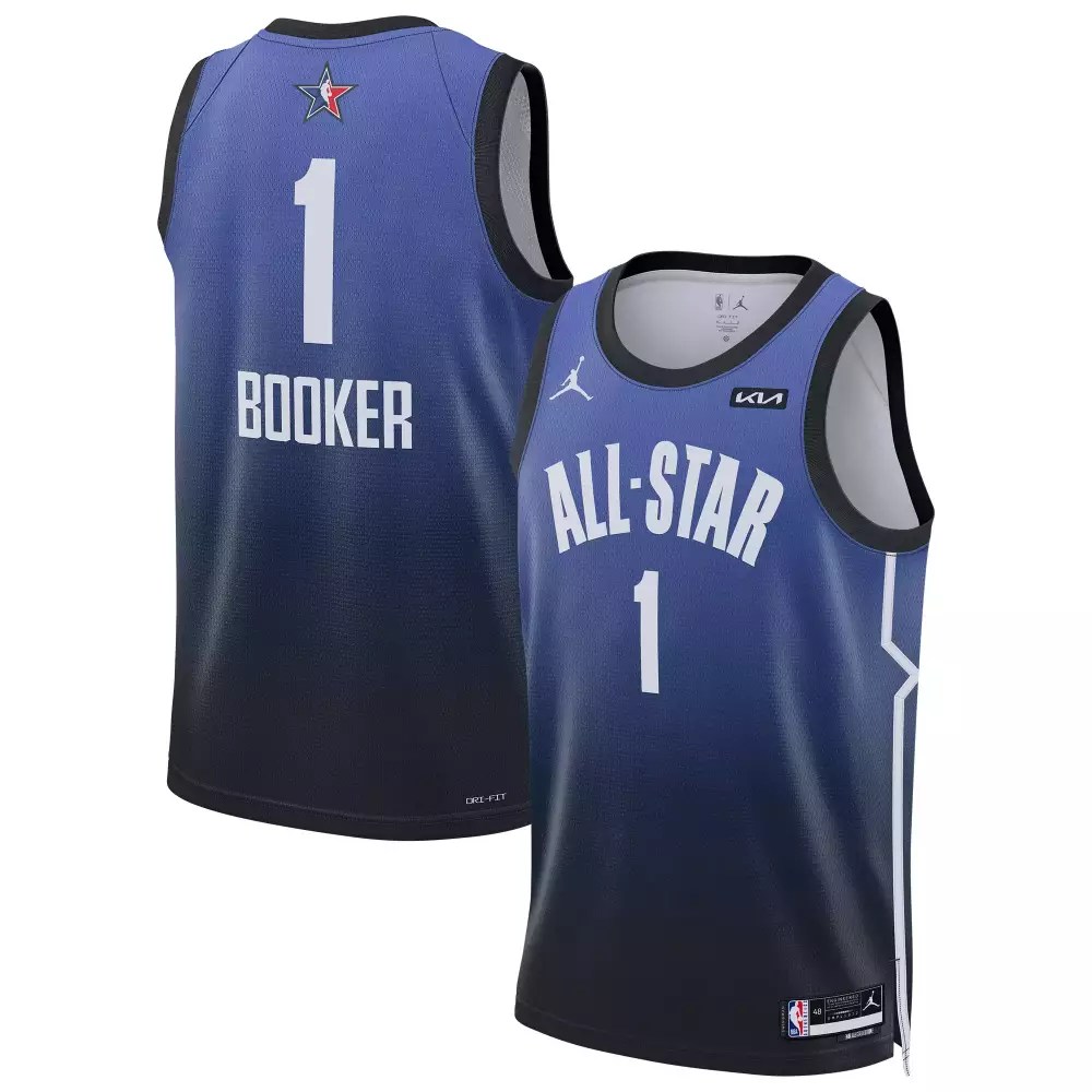 Devin Booker 1 All-star Jersey Blue Men Black White All Stitched Vapor
