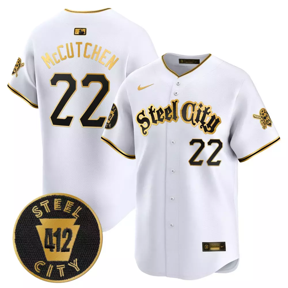 Andrew Mccutchen 22 Steel City Jersey White 412 Men Gold Black Vapor Premier Limited