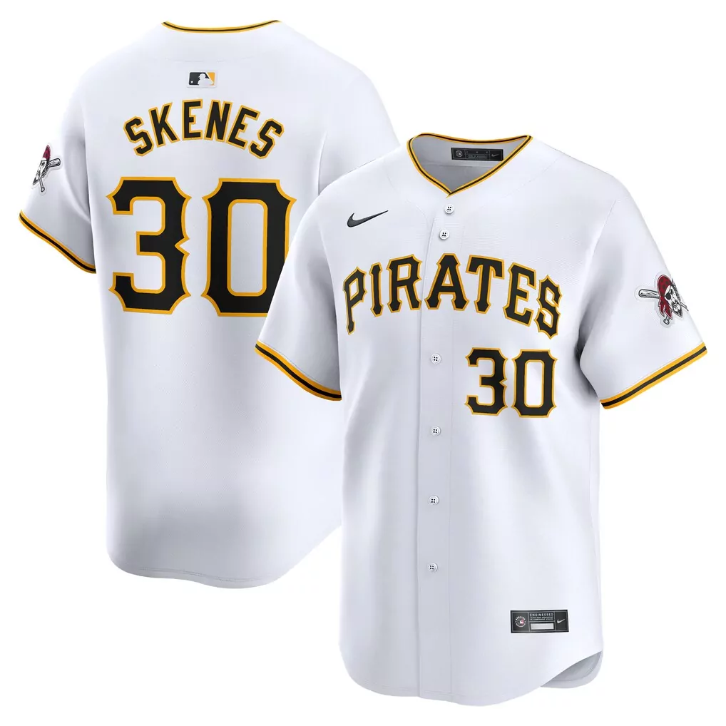 Paul Skenes 30 Pirates Jersey White Skull Men Black Gold Home Limited