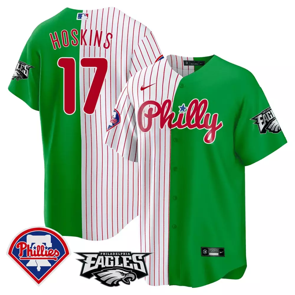 Rhys Hoskins 17 Jersey Green St. Patrick's Day Philadelphia Phillies 2023 Men Split