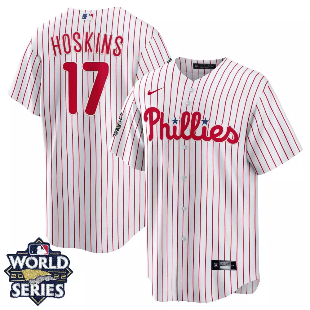 Rhys Hoskins 17 Phillies Jersey White World Series 2022 Men Red Stitched