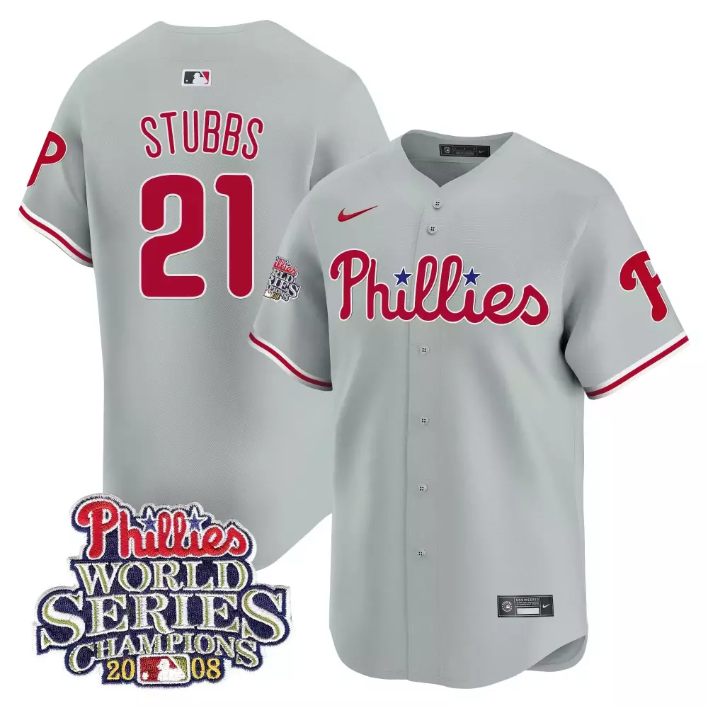 Garrett Stubbs 21 Phillies Jersey Gray 2008 World Series Champions Men Red White