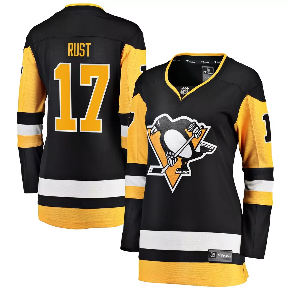 Bryan Rust 17 Pittsburgh Penguins Jersey Black Men Ice Gold White Premier Breakaway