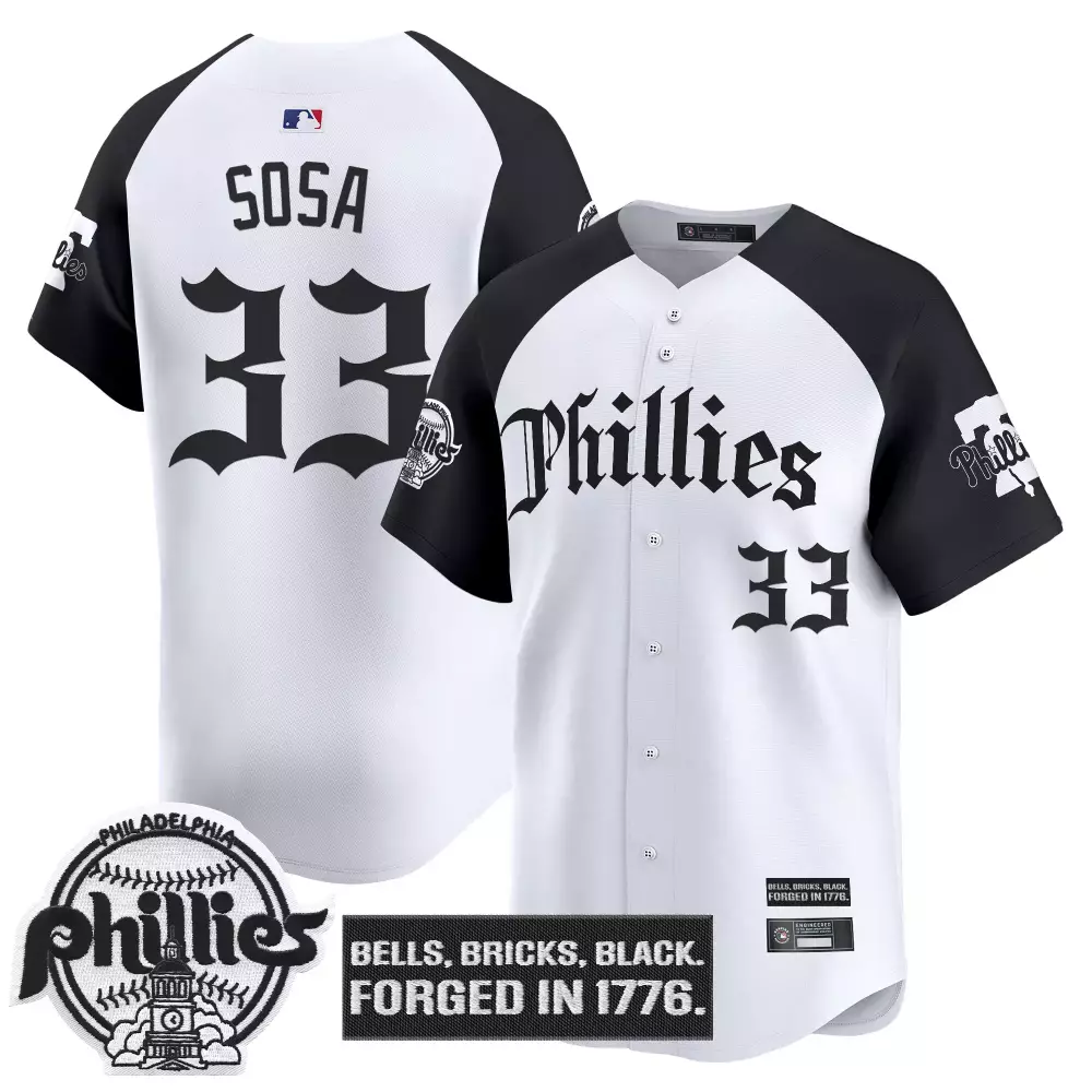 Edmundo Sosa 33 Phillies Jersey White Bells, Bricks, Black 2023 Men Stitched Vapor