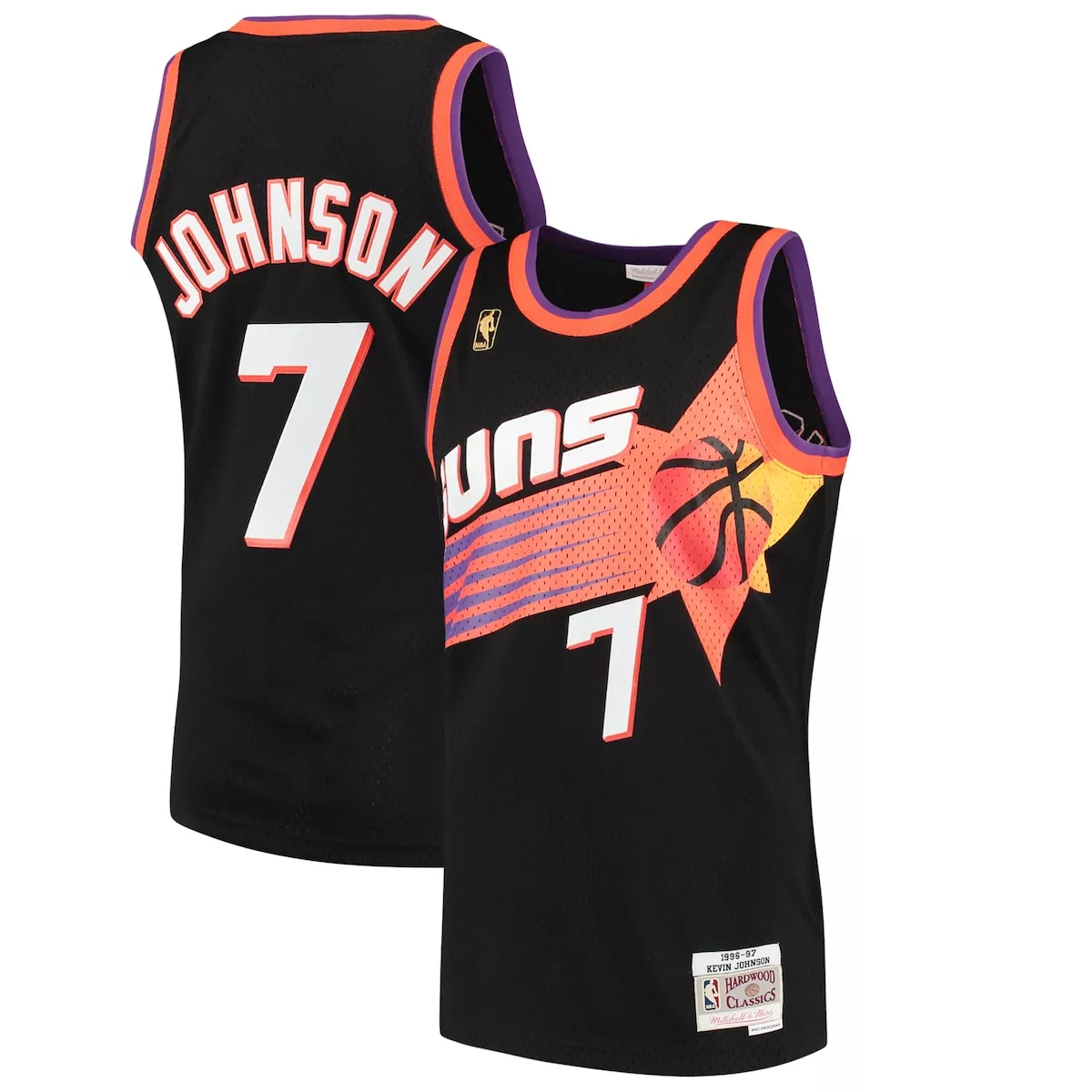 Kevin Johnson 7 Phoenix Suns Jersey Black Hardwood Classics Men Alternate Split Design