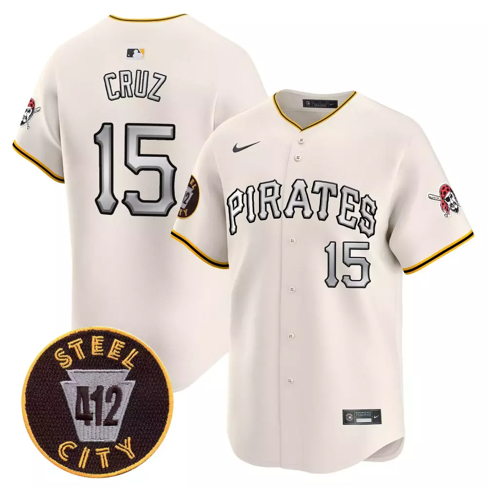 Oneil Cruz 15 Pirates Jersey White Steel City 412 Men Yellow Black Gray Vapor Premier