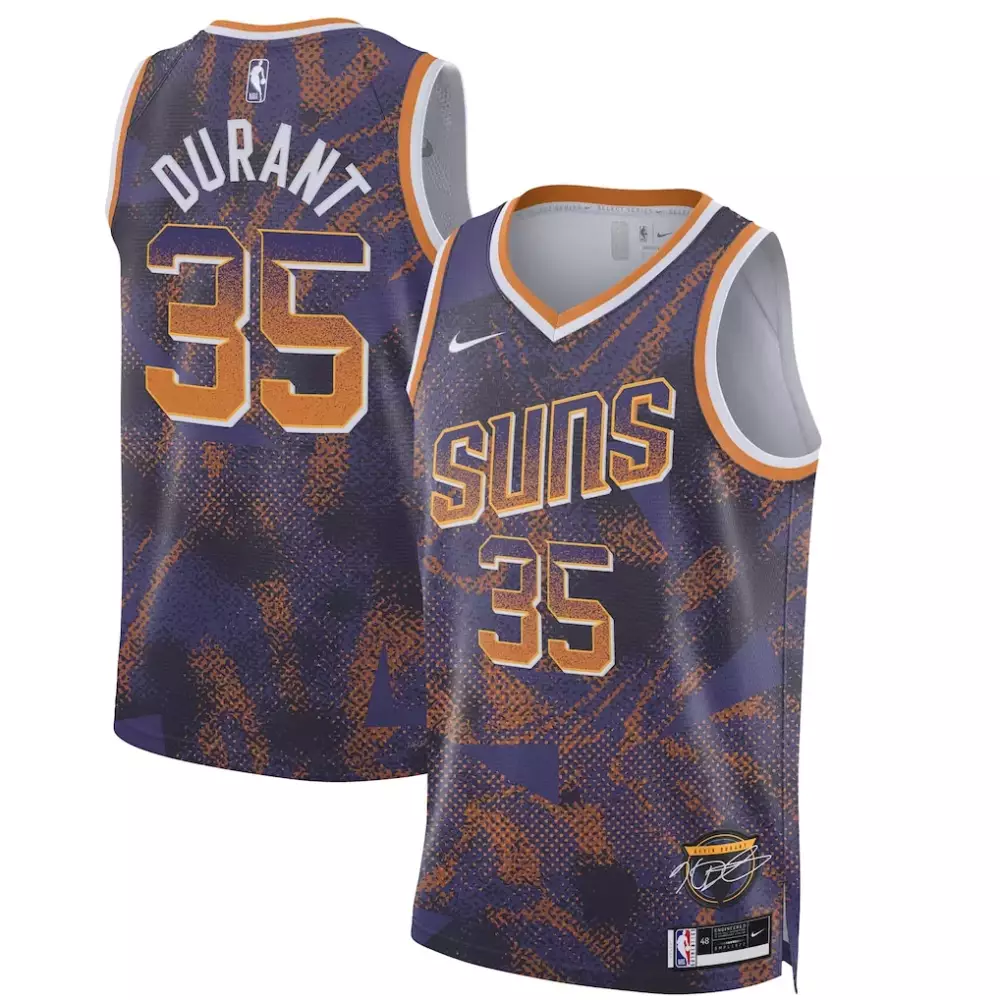 Kevin Durant 35 Suns Jersey Purple City Edition Men Alternate Custom Design Orange