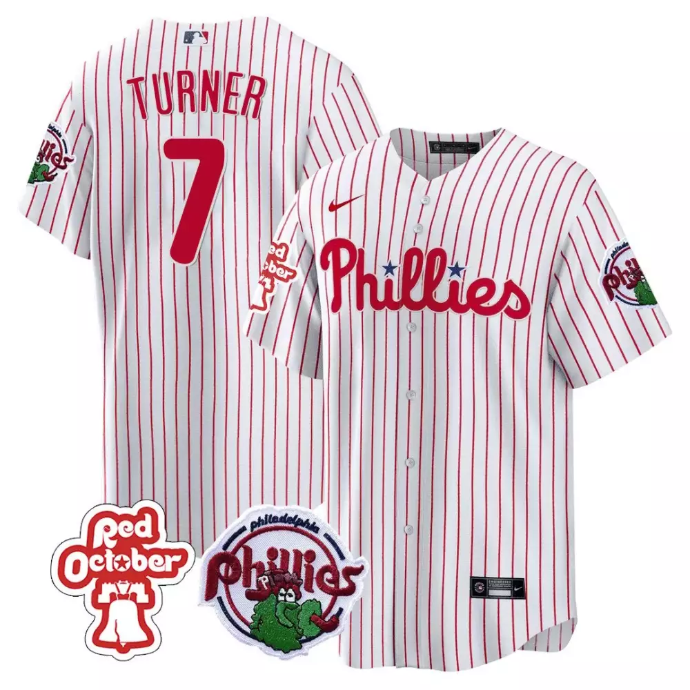 Hoskins October 7 Jersey White Red Philadelphia Phillies Bell Mascot 2023 Men MLB