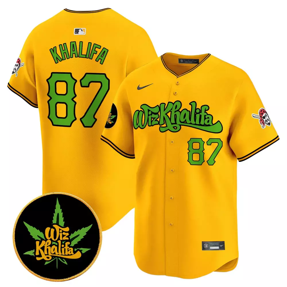Khalifa Wiz 87 Pittsburgh Pirates Jersey Yellow Men Green Black Vapor Premier Limited