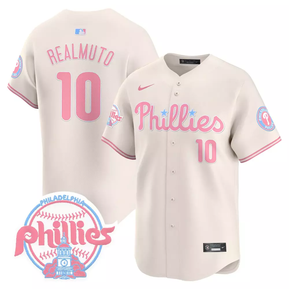Jtrealmuto Bubblegum 10 Phillies Jersey Cream Men Pink Light Blue Unisex Vapor Premier