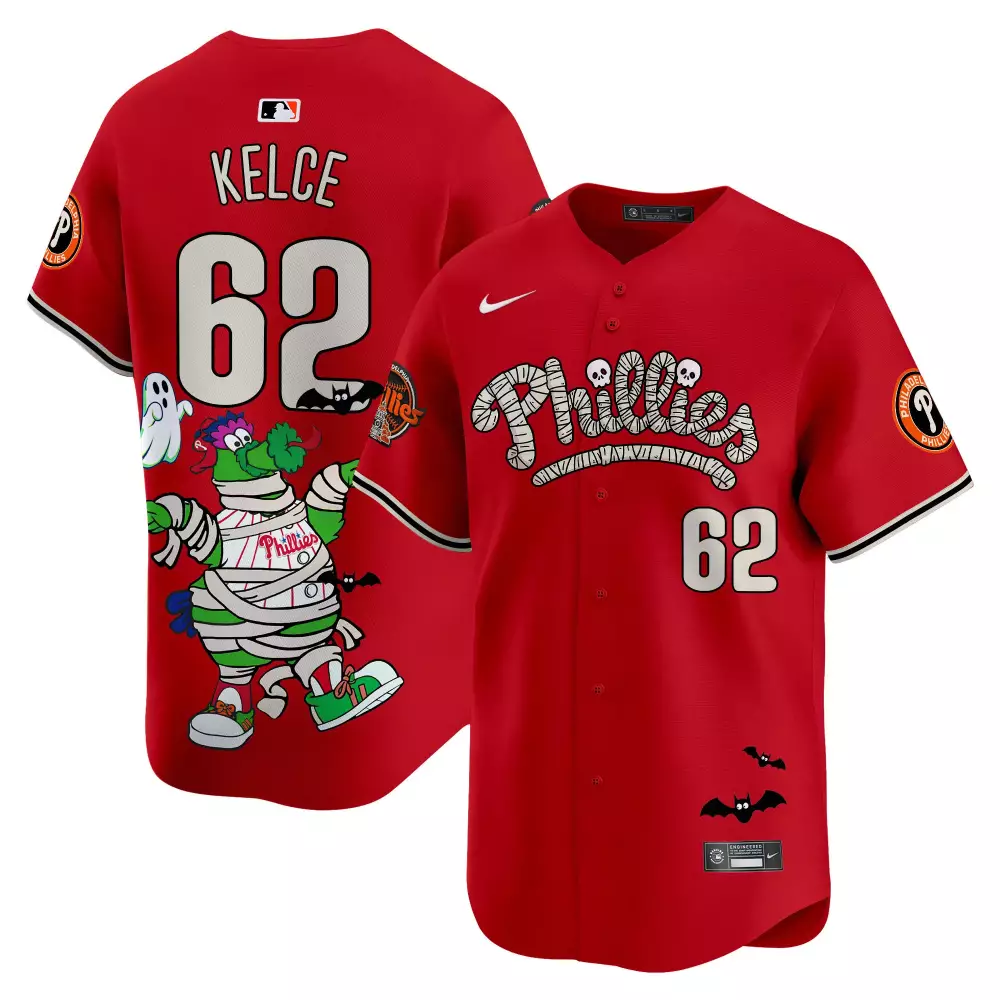 Jason Kelce 62 Jersey Red Halloween Philadelphia Phillies Phanatic Design Men Split