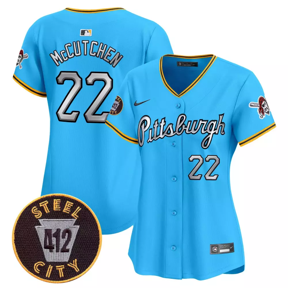 Andrew Mccutchen 22 Jersey Carolina Blue Pittsburgh Pirates Steel City Men Yellow