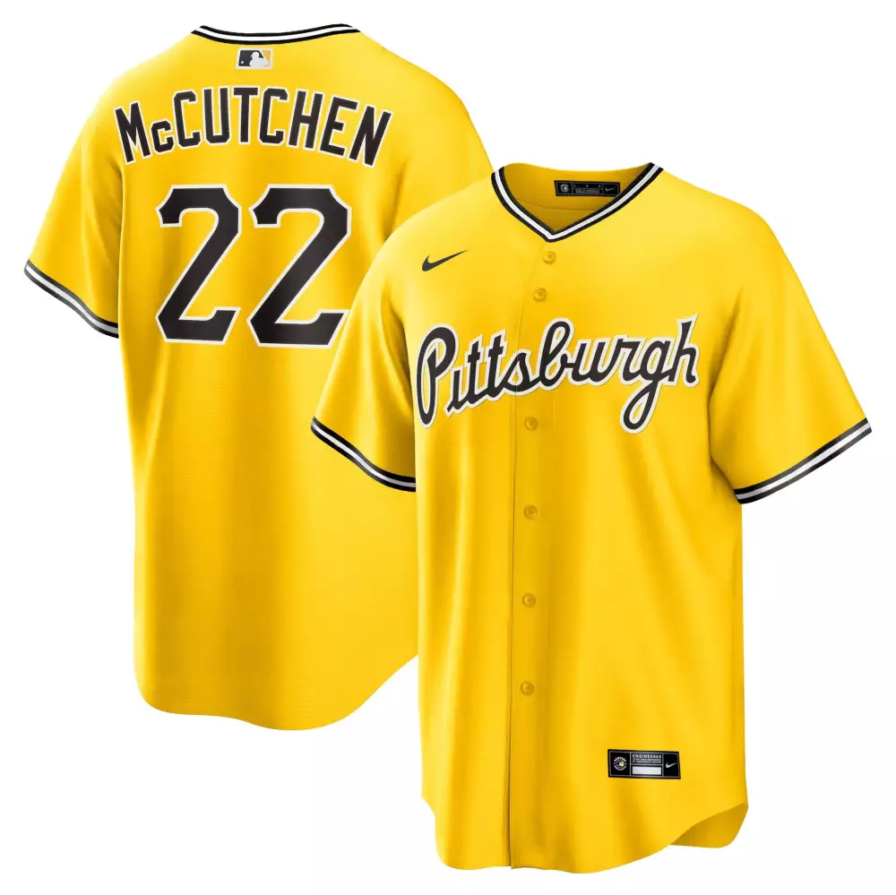 Andrew Mccutchen 22 Jersey Yellow Pittsburgh Pirates Men Black White All Stitched