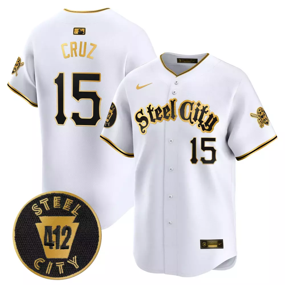 Oneil Cruz 15 Steel City Jersey White 412 Men Black Gold Vapor Premier Limited v5