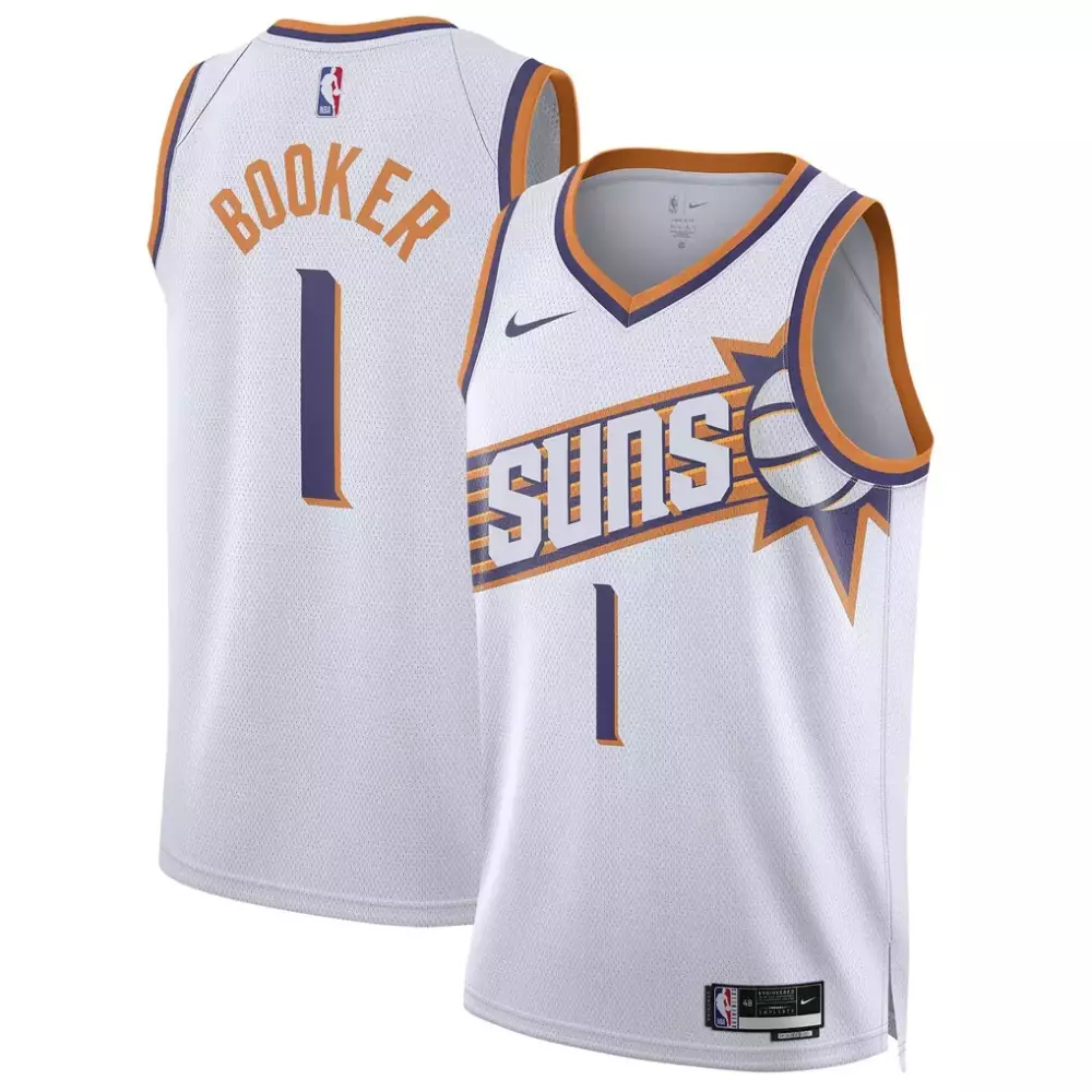 Devin Booker 1 Phoenix Suns Jersey White Men Purple Orange Unisex Swingman