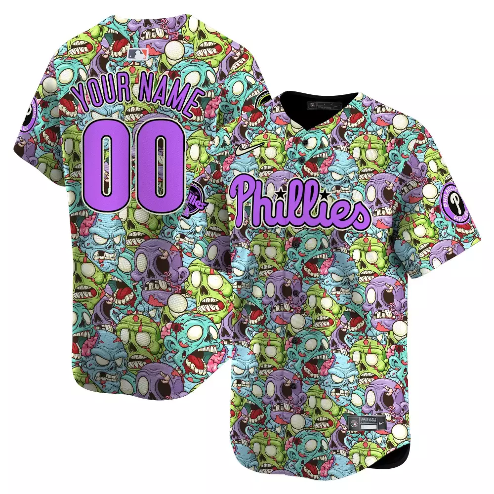 Custom Phillies Jersey Purple Men Design Green Teal Pink White Vapor Premier Limited