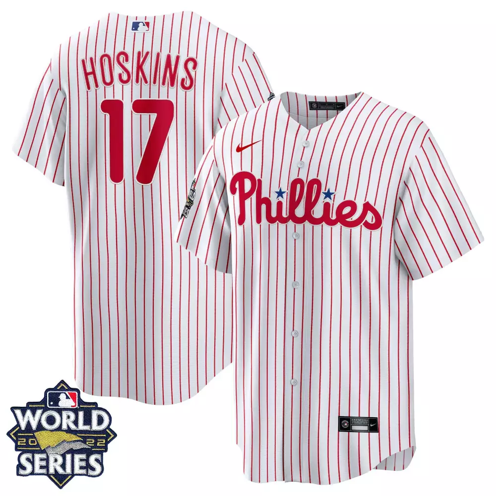 Rhys Hoskins 17 Phillies Jersey White World Series 2022 Men Red Cool Home All Stitched