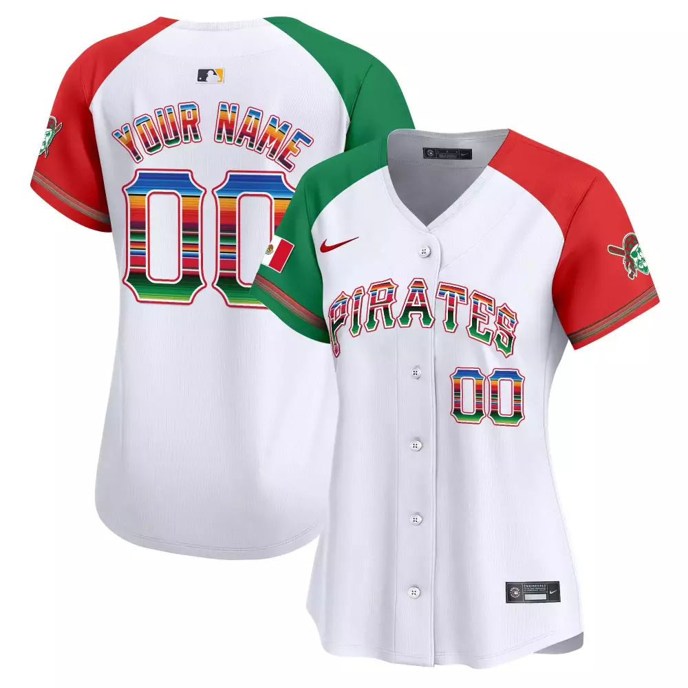 Custom Pirates Jersey White Mexico Flag Split Design Red Green Alternate Vapor Premier