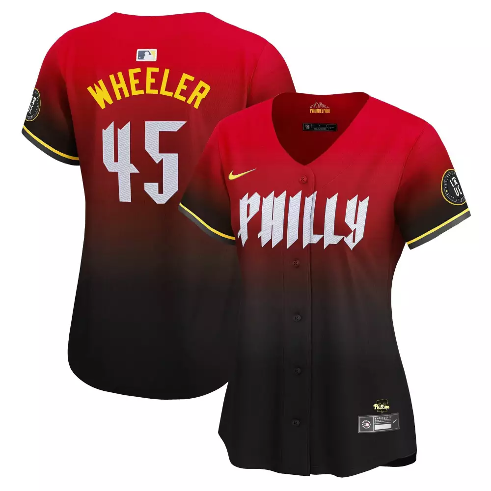 Zack Wheeler 45 Jersey Red City Connect Philadelphia Phillies Men Button-up Alternate