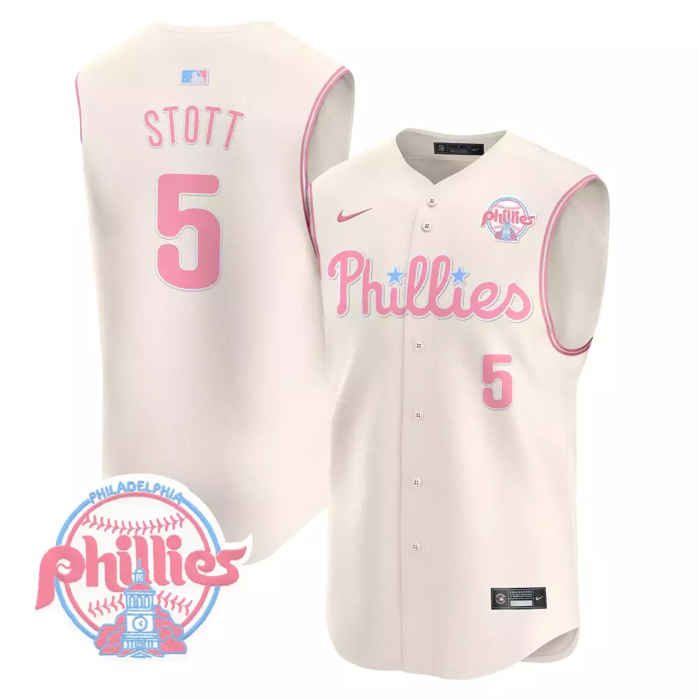 Prince Sleeveless 5 Jersey Cream Philadelphia Phillies Men Alternate Pink Light Blue