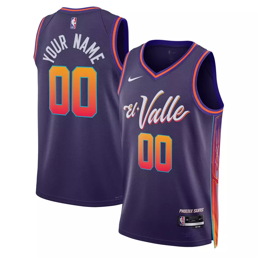 Custom Phoenix Suns Jersey Purple Men City Connect Split Design Orange Yellow Red