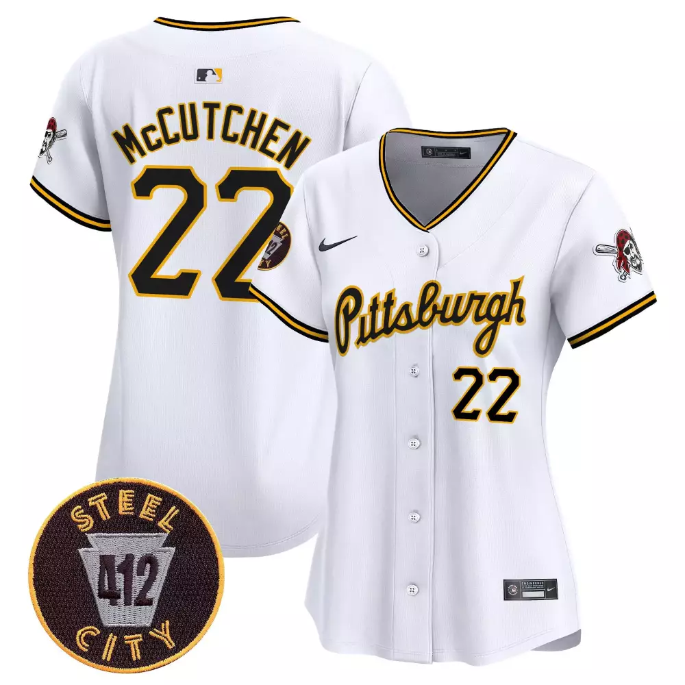 Andrew Mccutchen 22 Jersey White Pittsburgh Pirates Steel City 412 Women Black Gold