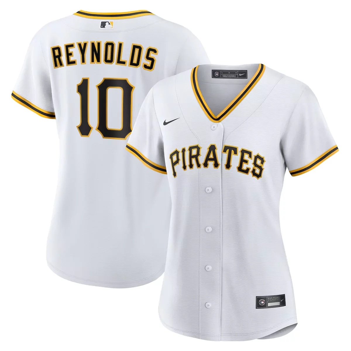 Bryan Reynolds 10 Pirates Jersey White Men Black Yellow Home
