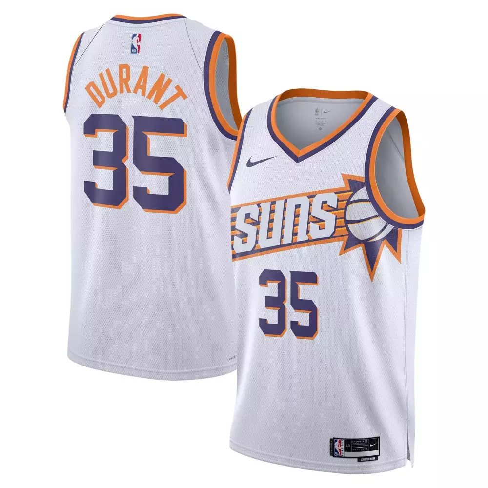 Kevin Durant 35 Suns Jersey White Men Alternate Purple Orange All Stitched