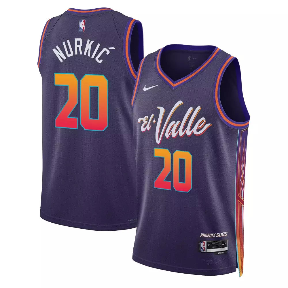 Jusuf Nurkic 20 Phoenix Suns Jersey Purple El Valle Men Alternate Orange Yellow Pink