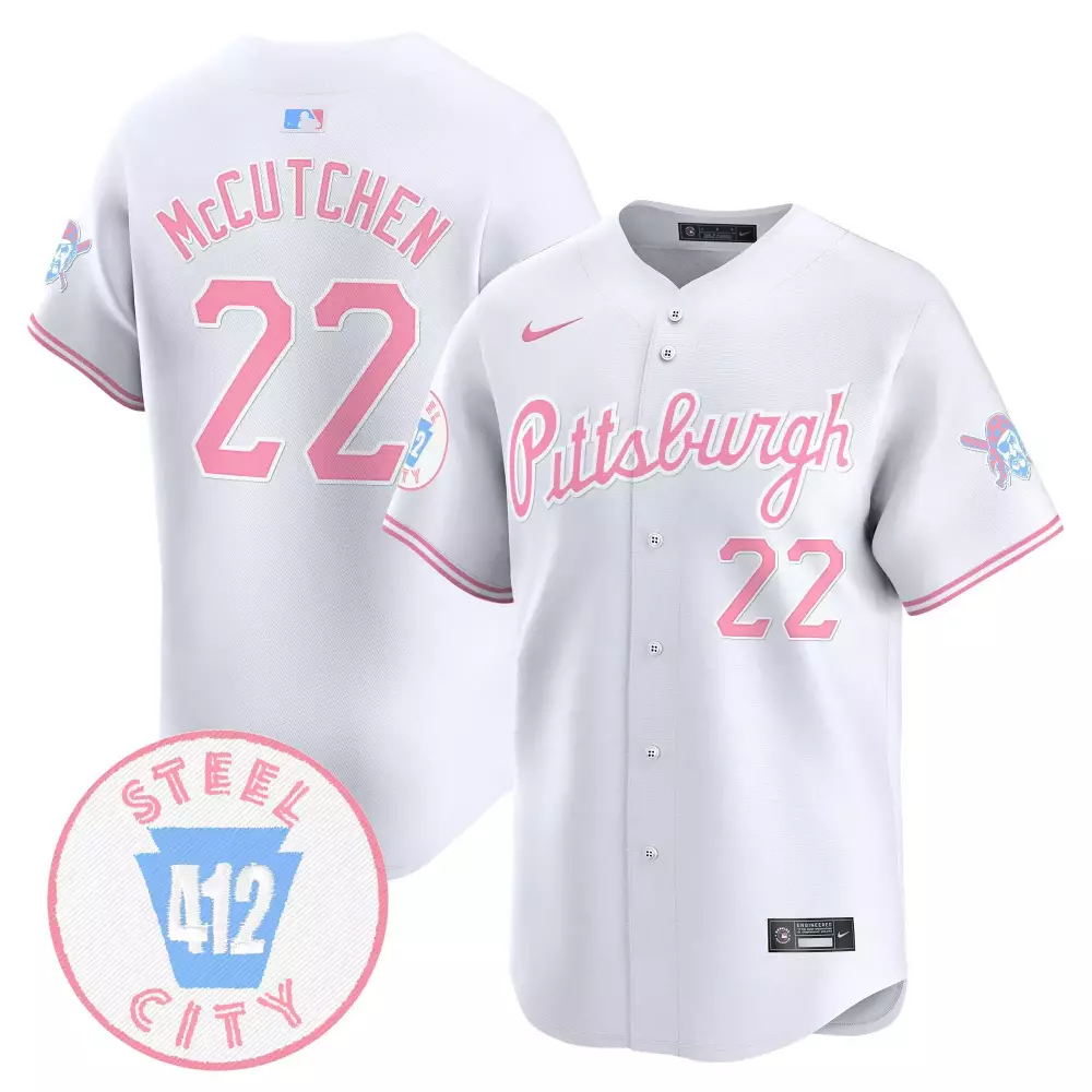 Andrew Mccutchen 22 Jersey White City Connect Pittsburgh Pirates Steel 412 2023 Men