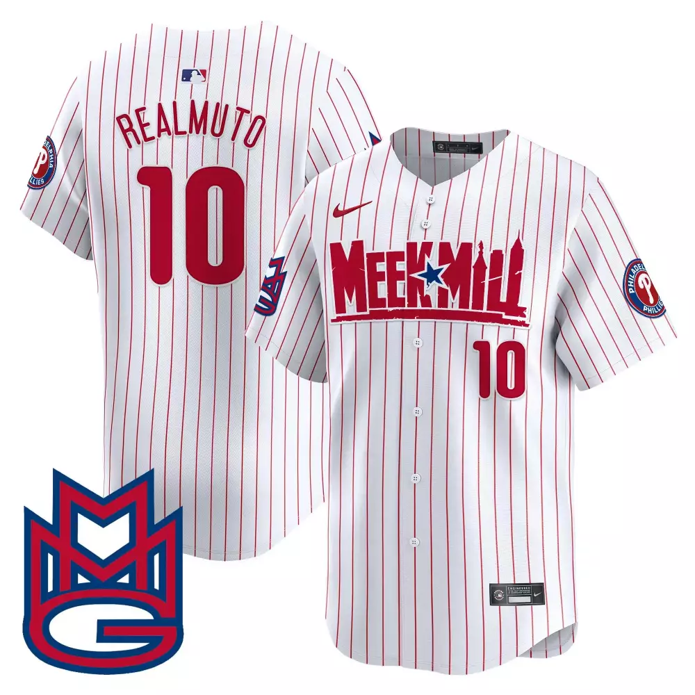 Jtrealmuto Pinstripe 10 Jersey White Meek Mill Philadelphia Phillies Collaboration