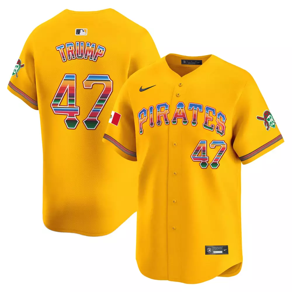 Donald Trump 47 Pirates Jersey Yellow Mexico Flag Men Split Design Blue Red Green