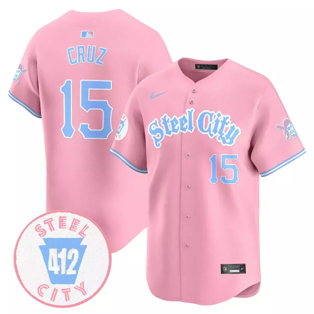 Oneil Cruz 15 Steel City Jersey Pink 412 Men Light Blue White Unisex Vapor Premier