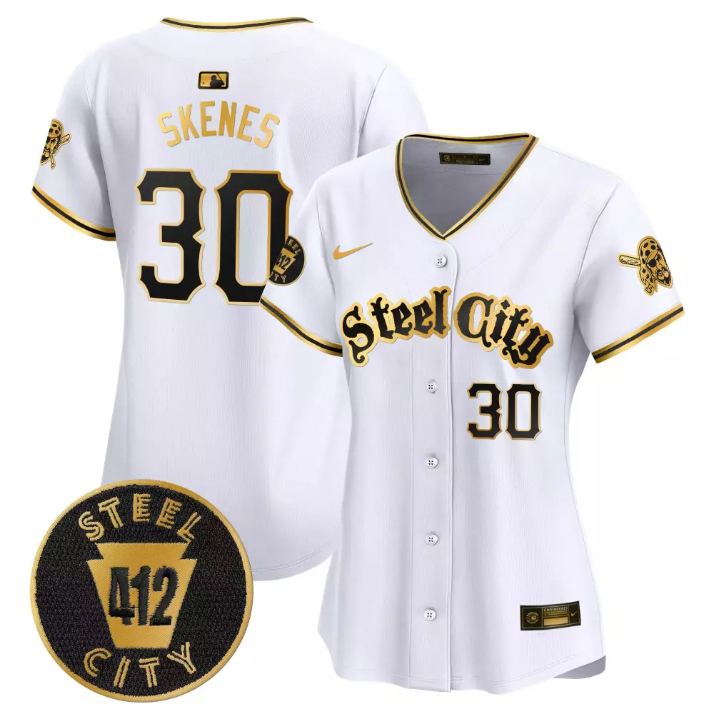Paul Skenes 30 Pittsburgh Pirates Jersey White City Connect Steel 412 2023 Men Alternate