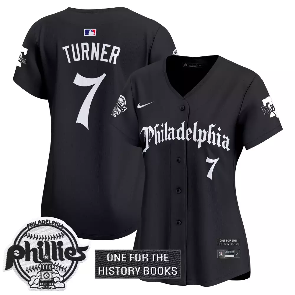 Turner One 7 Jersey Black For The History Books Philadelphia Phillies Men White Vapor