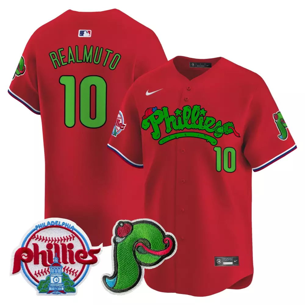 Jtrealmuto Phanatic 10 Phillies Jersey Red City Connect Men MLB Green White Blue