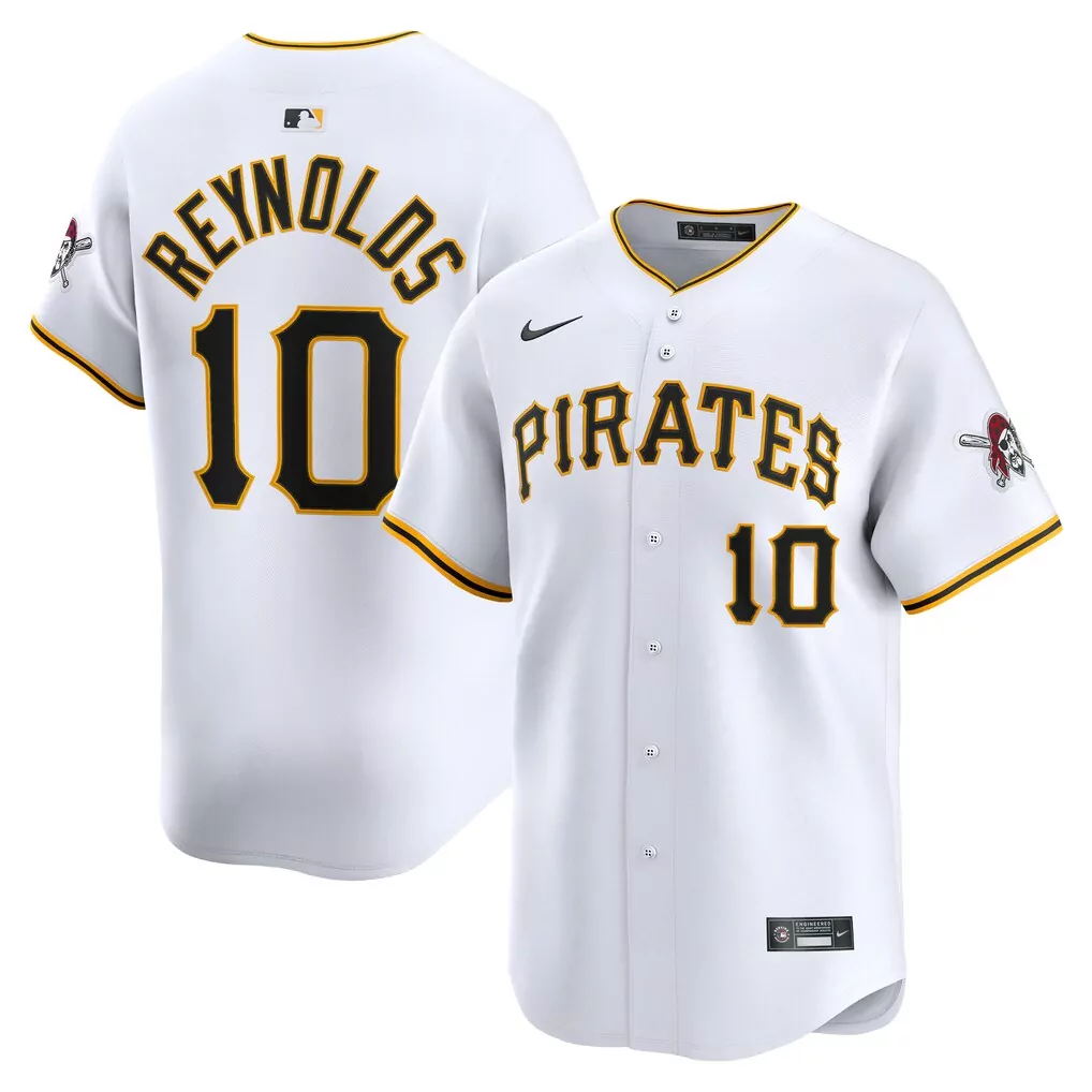 Bryan Reynolds 10 Pirates Jersey White Men Black Gold Home Limited