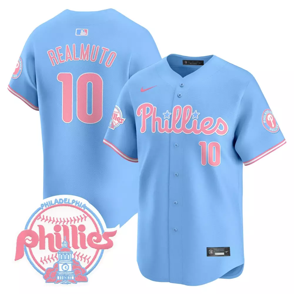 Jtrealmuto Bubblegum 10 Phillies Jersey Light Blue Team Men Pink White Unisex Vapor